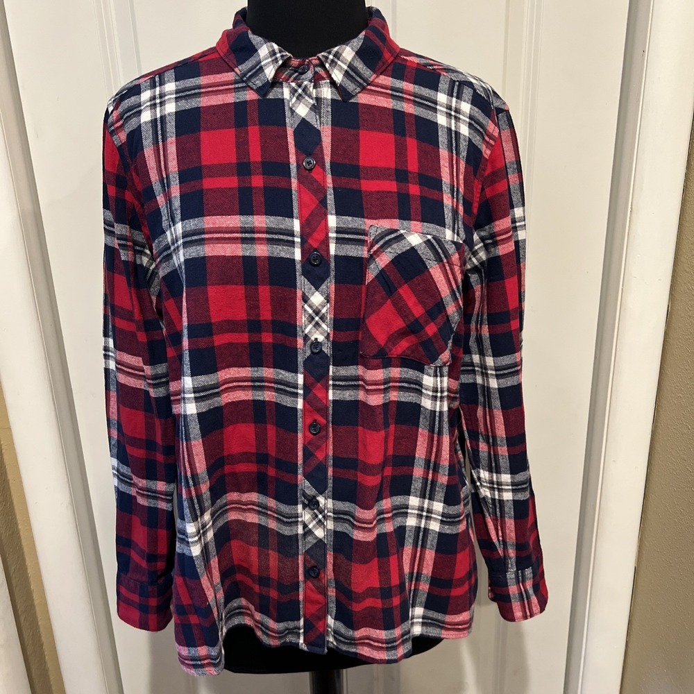 Woolrich Womens Flannel Shirt Size XXL 2XL‎ Plaid Button Up Long Sleeve Cotton